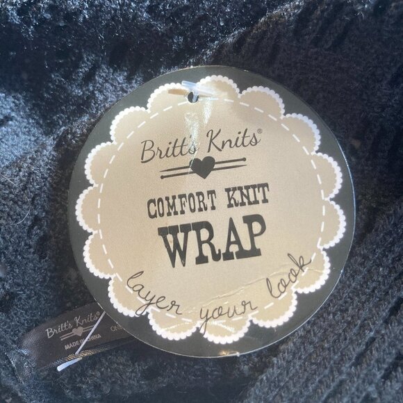 Britt's Knits NWT Black Knit Comfort Wrap Choc & cozy one size fits most - Picture 5 of 6